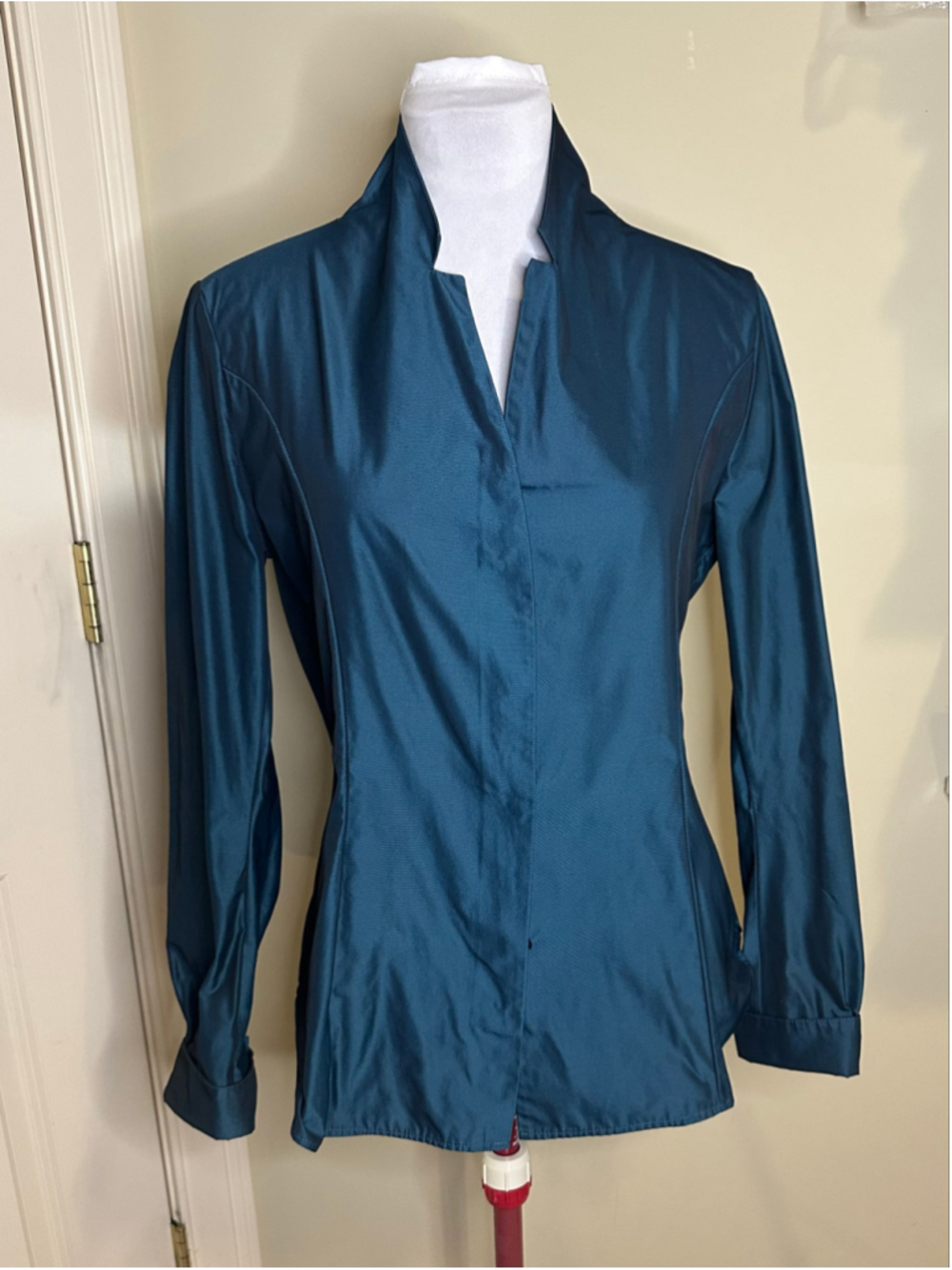 ELM by Matthildur Teal Architectural Blouse - Size 1 (Small) Lagenlook - Picture 5 of 6